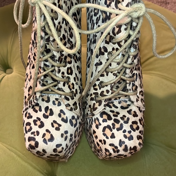 Jeffrey Campbell Havana Last Brand Leopard Print Lace Up Platform Booties - Picture 2 of 2